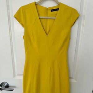 Karen Millen V-Neck Yellow Midi Dress